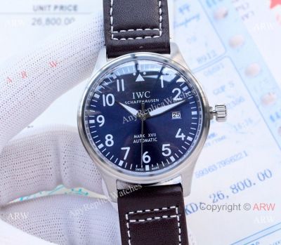 New IWC Mark XVIII Replica Watches Blue Dial Leather Strap